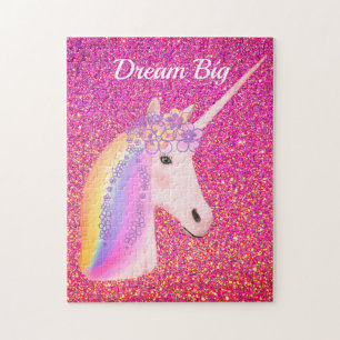 Regenboog Unicorn Roze Glitter Sparkle Legpuzzel