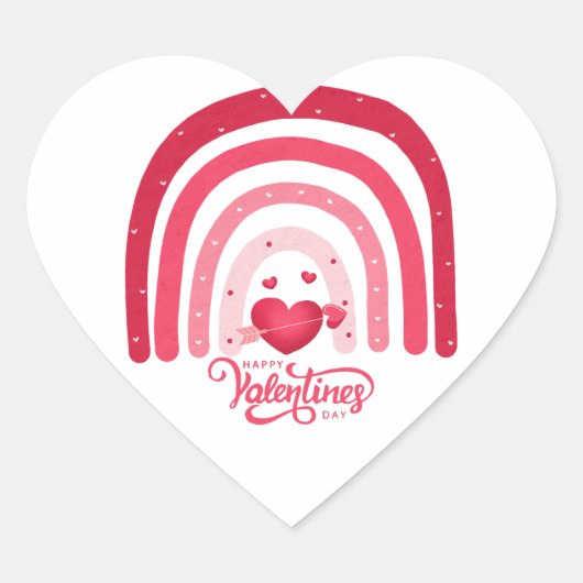 Regenboog Valentijnsdag Hart Sticker (Voorkant)