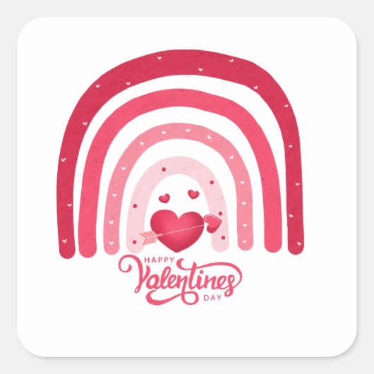 Regenboog Valentijnsdag Vierkante Sticker (Voorkant)