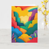 Regenboog vallende ster collage kaart (Gele Bloem)