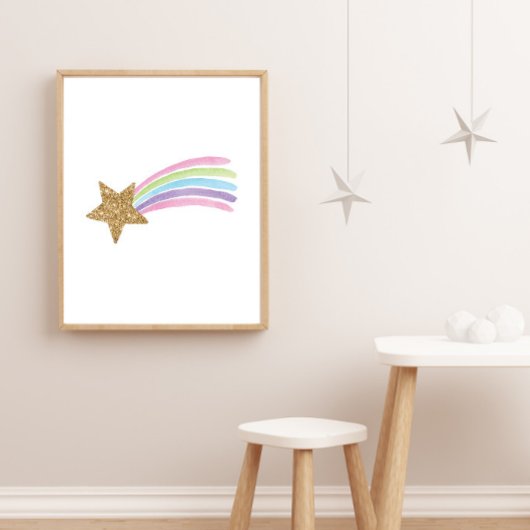 Regenboog vallende ster nursery muurstickers poste poster