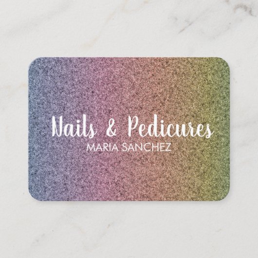 Regenboog Valse Glitter Patroon Nagel Haar Visitekaartje (Voorkant)