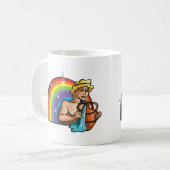 Regenboog van 1980 met Aquarius Man met waterdamp Koffiemok (Voorkant links)