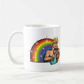 Regenboog van 1980 met Aquarius Man met waterdamp Koffiemok (Links)