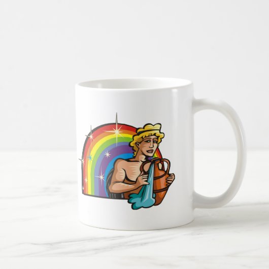 Regenboog van 1980 met Aquarius Man met waterdamp Koffiemok (Rechts)