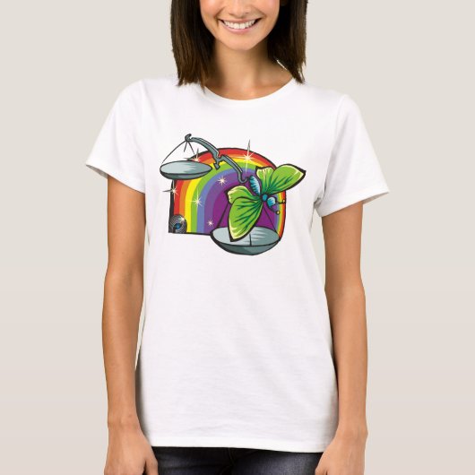 Regenboog van 1980 met beha's t-shirt (Voorkant)