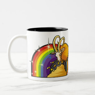 Regenboog van 1980 met Capricorn Goat Tweekleurige Koffiemok