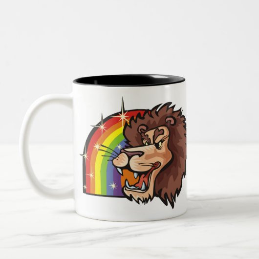 Regenboog van 1980 met Leo Lion Tweekleurige Koffiemok (Links)