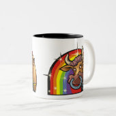 Regenboog van 1980 met Taurus Bull Tweekleurige Koffiemok (Voorkant rechts)