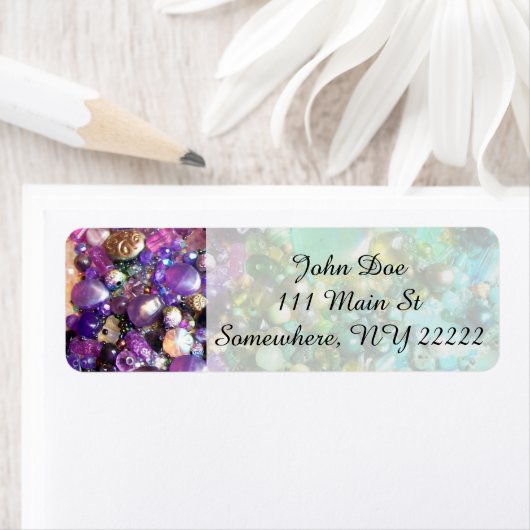 Regenboog van ambachtelijke kralen etiket (Insitu)