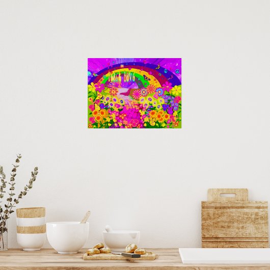 Regenboog van bloemen poster (Keuken)
