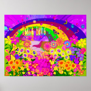 Regenboog van bloemen poster