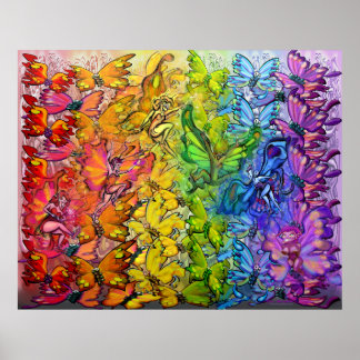 Regenboog van Butterflies Faeries Poster