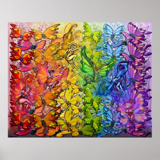Regenboog van Butterflies Faeries Poster (Voorkant)