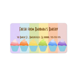Regenboog van Cupcakes Label