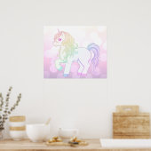 Regenboog van de Cute kawaii, gekleurd eenhoorn po Poster (Keuken)