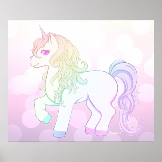 Regenboog van de Cute kawaii, gekleurd eenhoorn po Poster (Voorkant)