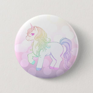 Regenboog van de Cute kawaii, gekleurd eenhoorn po Ronde Button 5,7 Cm