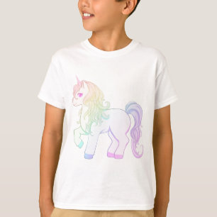 Regenboog van de Cute kawaii, gekleurd eenhoorn po T-shirt