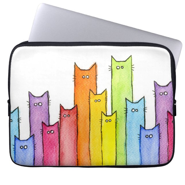 Regenboog van de hoes van de kattenlaptop (Voorkant)
