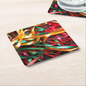 Regenboog van de kerstribbons Modern Kartonnen Onderzetters (Schuin)
