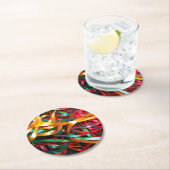 Regenboog van de kerstribbons Modern Ronde Kartonnen Onderzetter (Insitu)