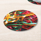 Regenboog van de kerstribbons Modern Ronde Kartonnen Onderzetter (Gebogen)