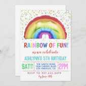 Regenboog van de uitnodiging van Fun Birthday (Voorkant / Achterkant)