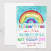 Regenboog van de uitnodiging van Fun Birthday (Voorkant / Achterkant)