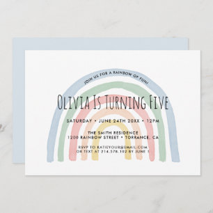 Regenboog van de vun regenboog, vijfde verjaardag  kaart