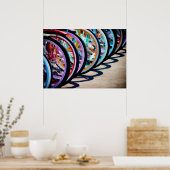 Regenboog van fietsen poster (Keuken)