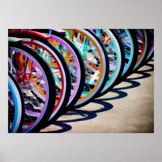 Regenboog van fietsen poster (Voorkant)