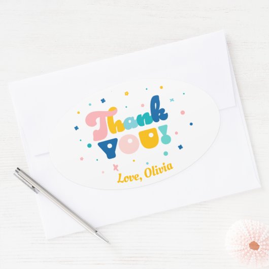 Regenboog van Fun Verjaardagsfeest Thema Sticker (Envelop)