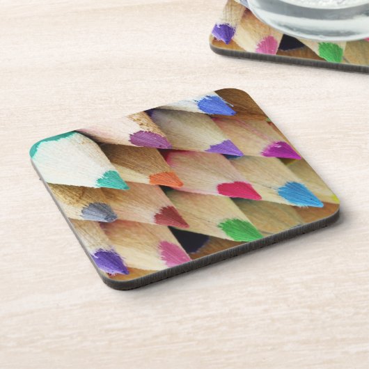 Regenboog van gekleurde potloodpunten onderzetter (Linkerzijde)