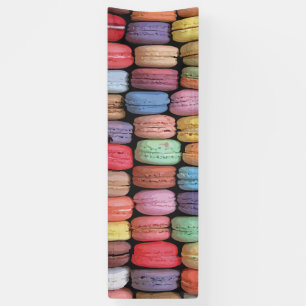 Regenboog van gestapelde Franse Macaron Cookies Spandoek