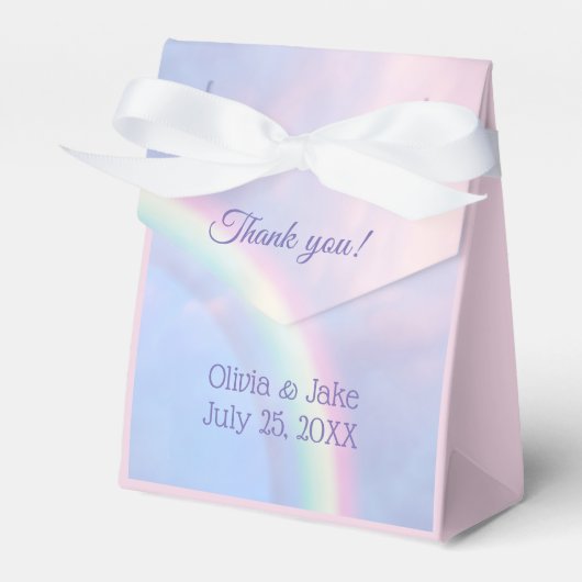 Regenboog van hoop - pastel, bruiloft bedankdoosjes (Voorkant Zijde)