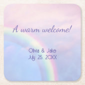 Regenboog van hoop - pastel, bruiloft kartonnen onderzetters (Voorkant)