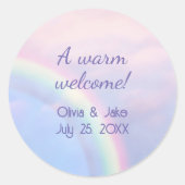 Regenboog van hoop - pastel, bruiloft ronde sticker (Voorkant)