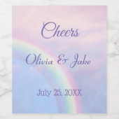 Regenboog van hoop - pastel, bruiloft wijn etiket (Enkel label)