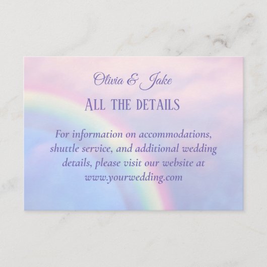 Regenboog van hoop - pastel, trouw  informatiekaartje (Voorkant)