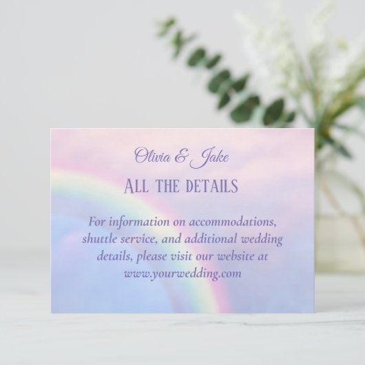 Regenboog van hoop - pastel, trouw  informatiekaartje (Staand voorkant)