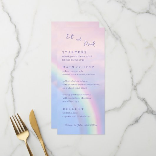 Regenboog van hoop - pastel, trouwen  menu (Voorkant / Achterkant in situ)
