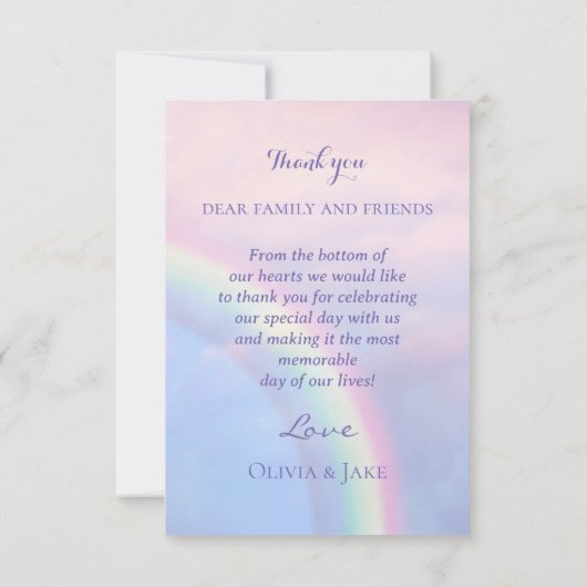 Regenboog van hoop - pastelfoto bedankkaart (Achterkant)