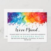 regenboog van kleur Adres gewijzigd we zijn verhui Aankondigingskaart (Voorkant / Achterkant)