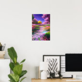 Regenboog van kleurrijke bloemen in het moeras poster (Thuiskantoor)
