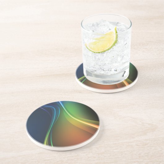 Regenboog van kleurrijke golven zandsteen onderzetter (Zijkant)