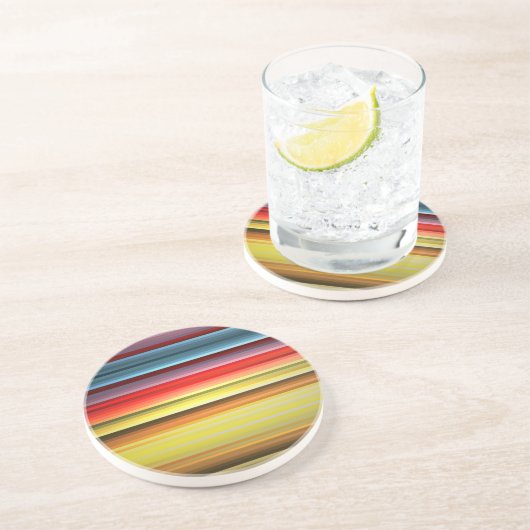 Regenboog van kleurrijke microstrips zandsteen onderzetter (Zijkant)