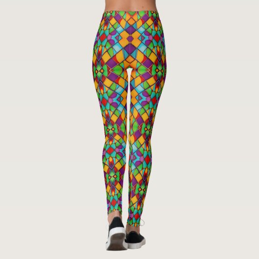Regenboog van kleurrijke vormen - oogverblindende  leggings (Achterkant)
