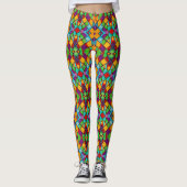 Regenboog van kleurrijke vormen - oogverblindende leggings (Voorkant)