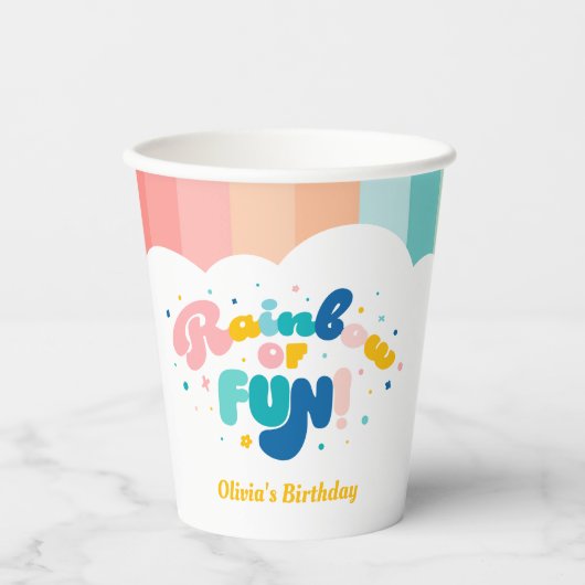 Regenboog van Leuk Verjaardagsfeest Thema Papieren Bekers (Voorkant)